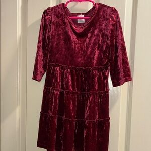 Charming Velvet Kids Dress in Deep Burgundy
